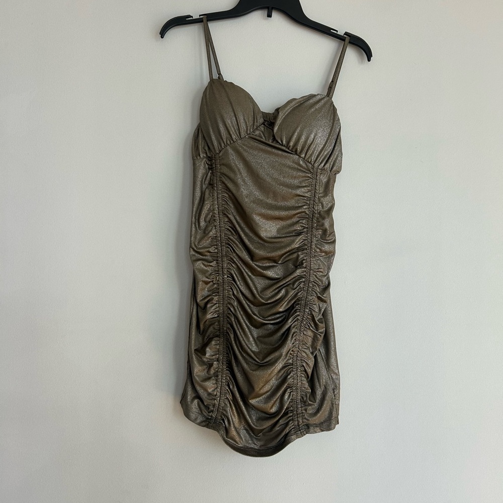 Metallic Ruched Mini Dress